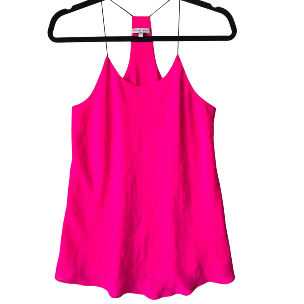 Naked Zebra Hot Pink T-Back Cami Tank Top Small Fuchsia Racerback Barbiecore